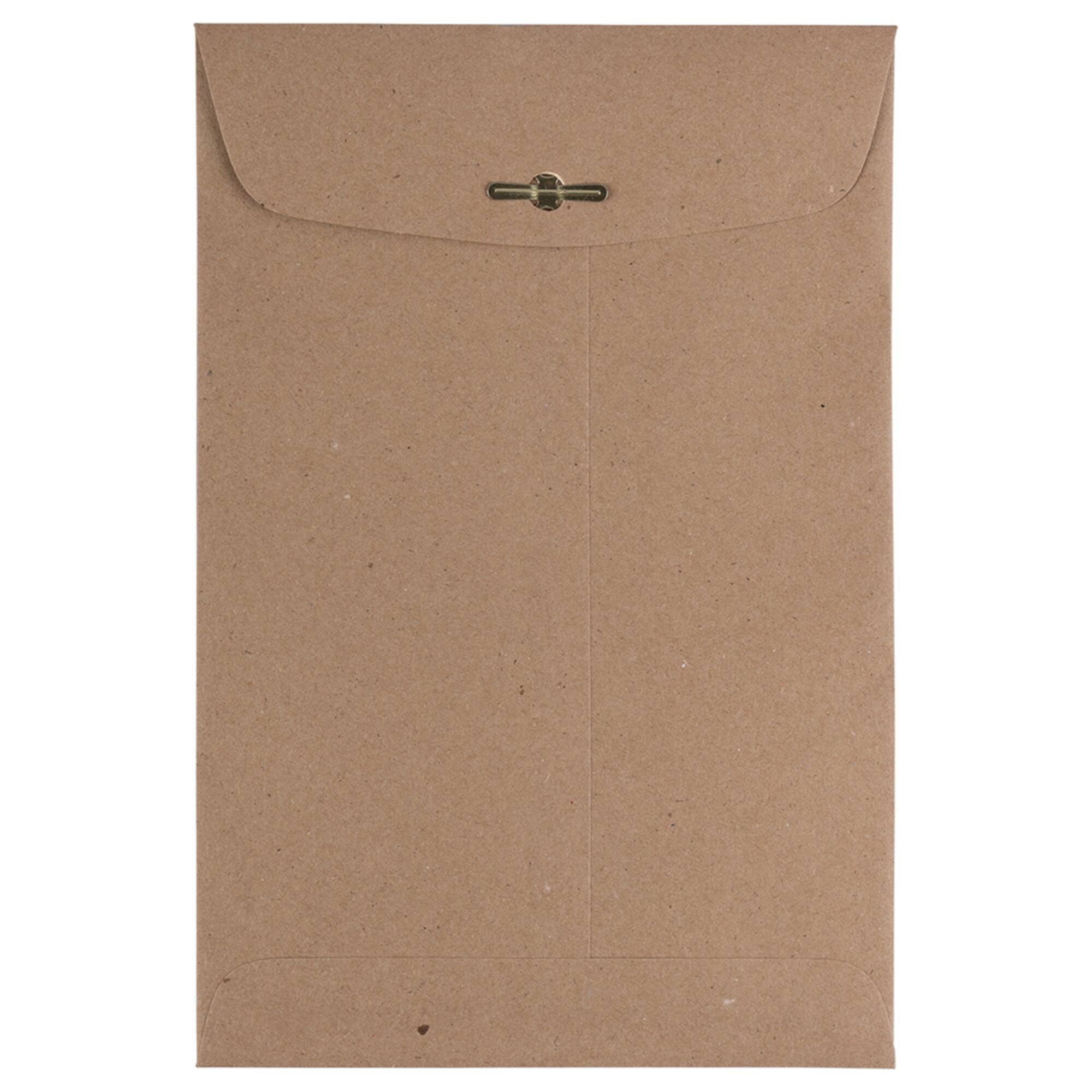 JAM Paper 6" x 9" Brown Kraft Paper Bag Premium Invitation Envelopes with Clasp Closure